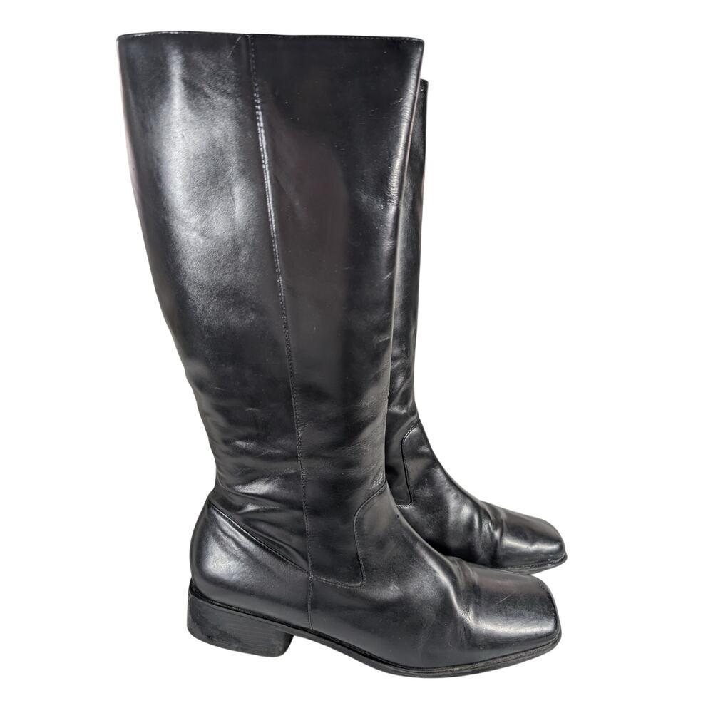 LIFESTRIDE! BLACK VEGAN LEATHER LOW HEEL, SQUARE TOE,V ZIPPER BOOTS! SZ 9.5M - Picture 11 of 11